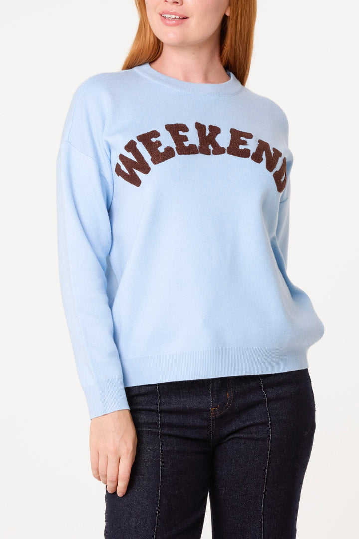 Weekend Blue &amp; Chocolate Knit Jumper