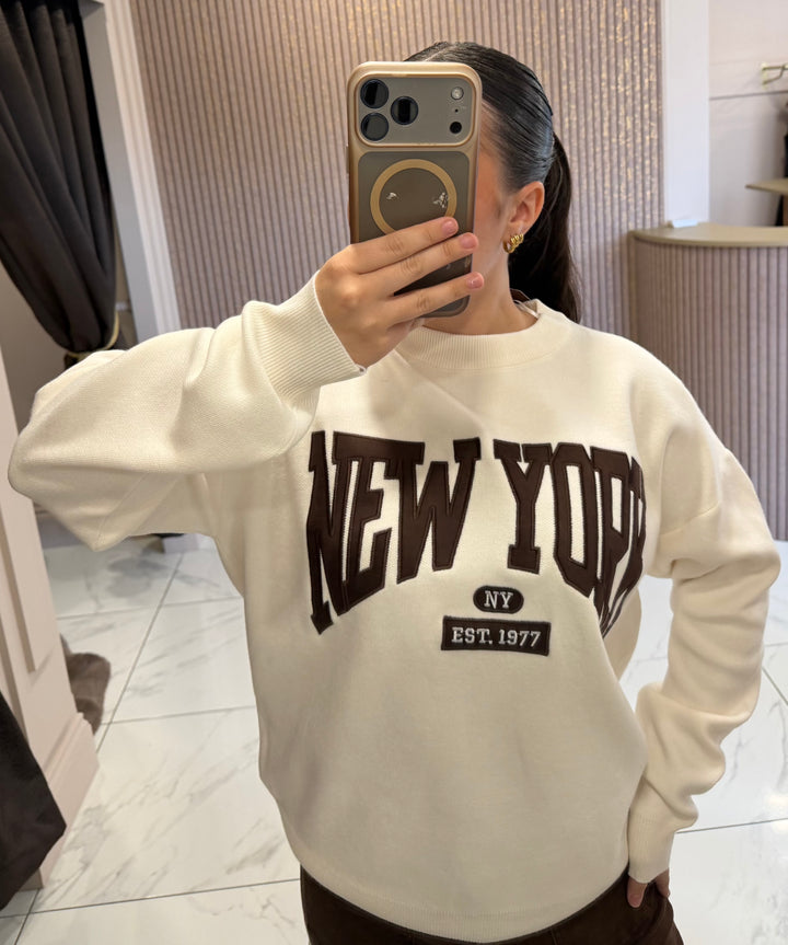 NEW YORK 1977 Cream Knit Jumper