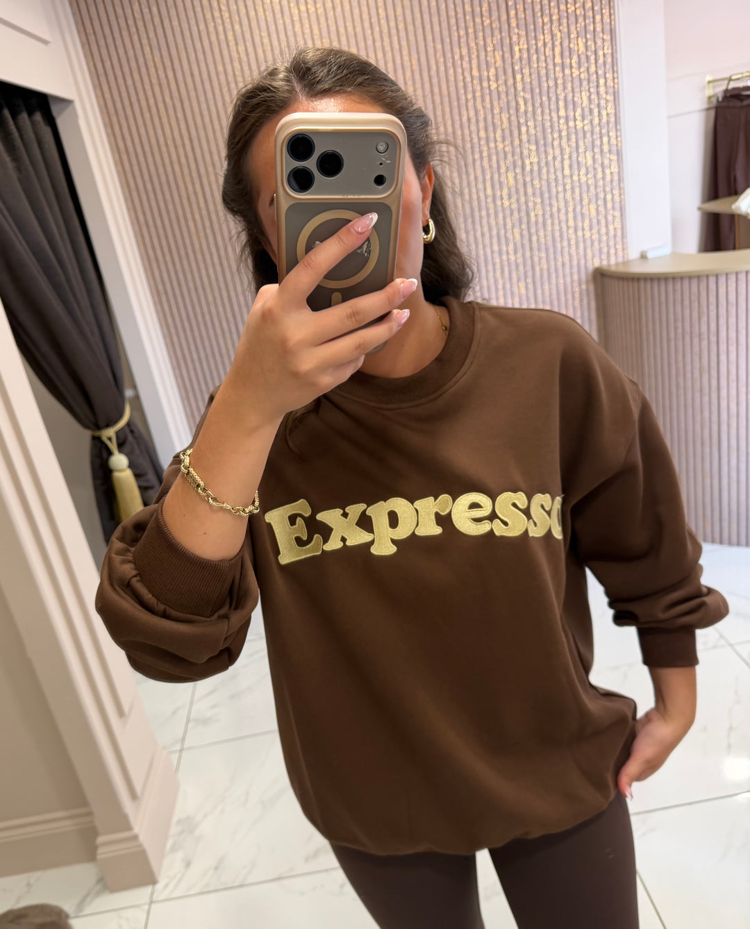 Expresso Chocolate &amp; Cream Embroidered Sweater
