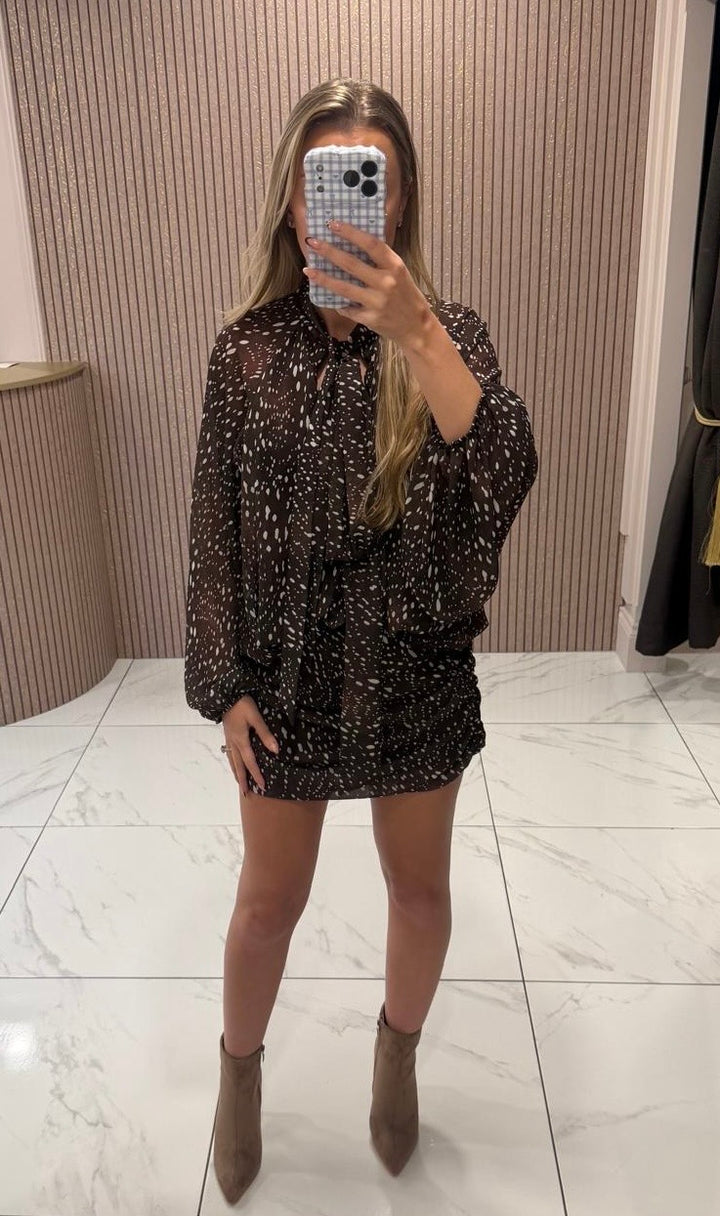 Niki Chocolate Abstract Animal Print Dress