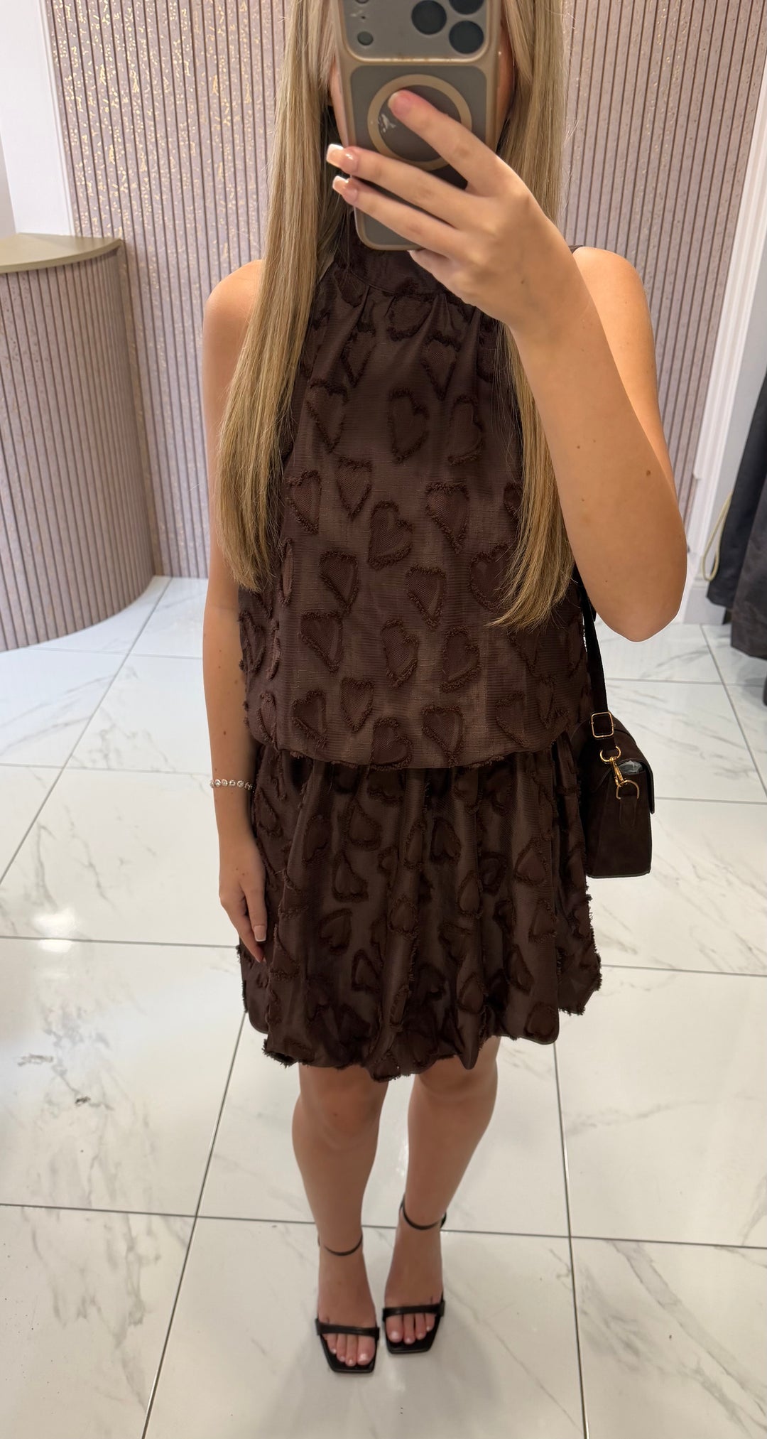 Harriet Heart Textured Halter Neck Dress