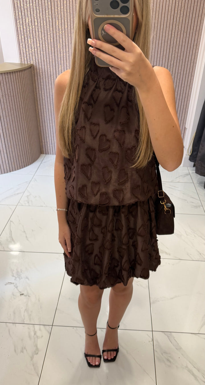 Harriet Heart Textured Halter Neck Dress