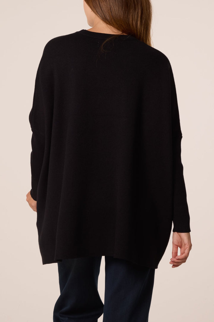 Blossom Black PU Textured Pocket Jumper