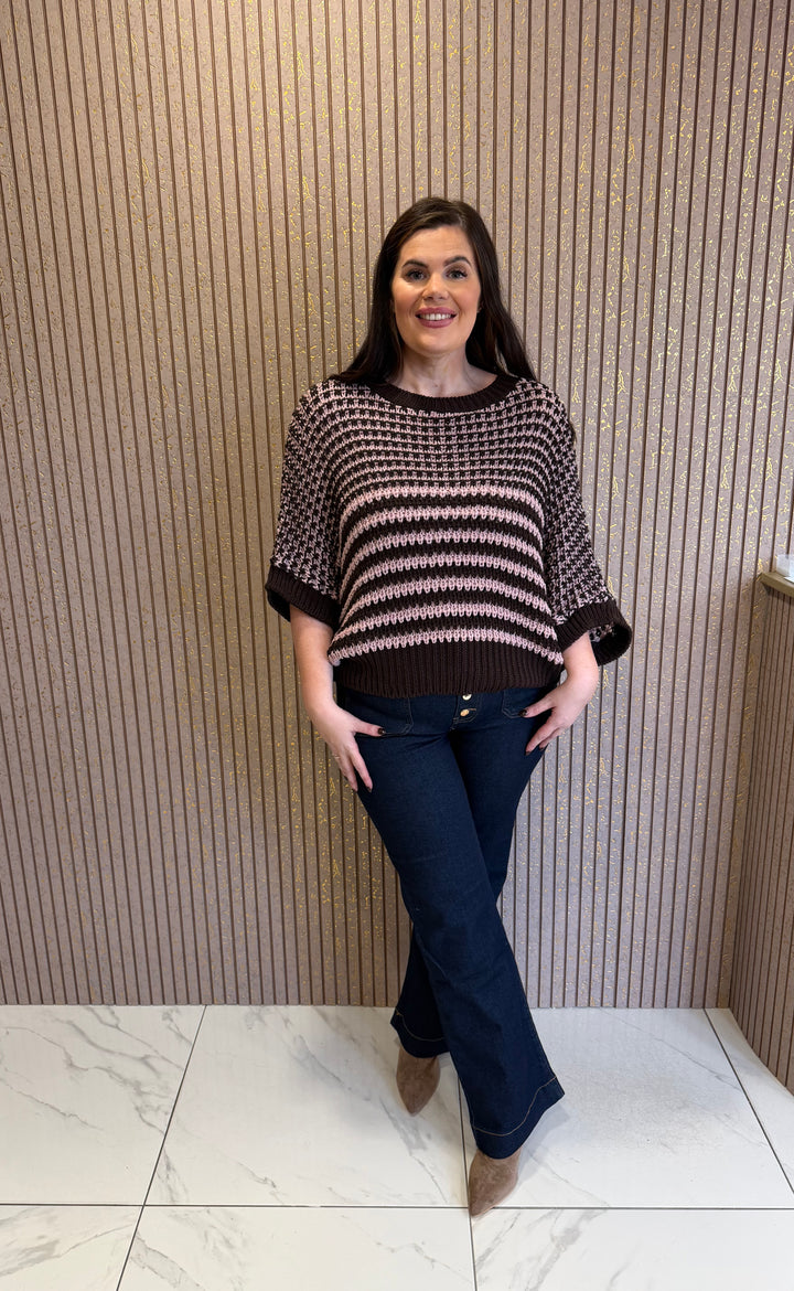 Lucy Pink &amp; Chocolate Knit Jumper/Top