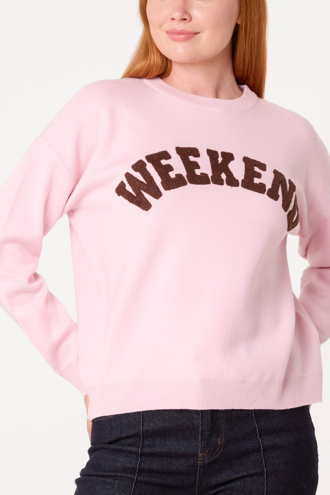 Weekend Pink &amp; Chocolate Knit Jumper