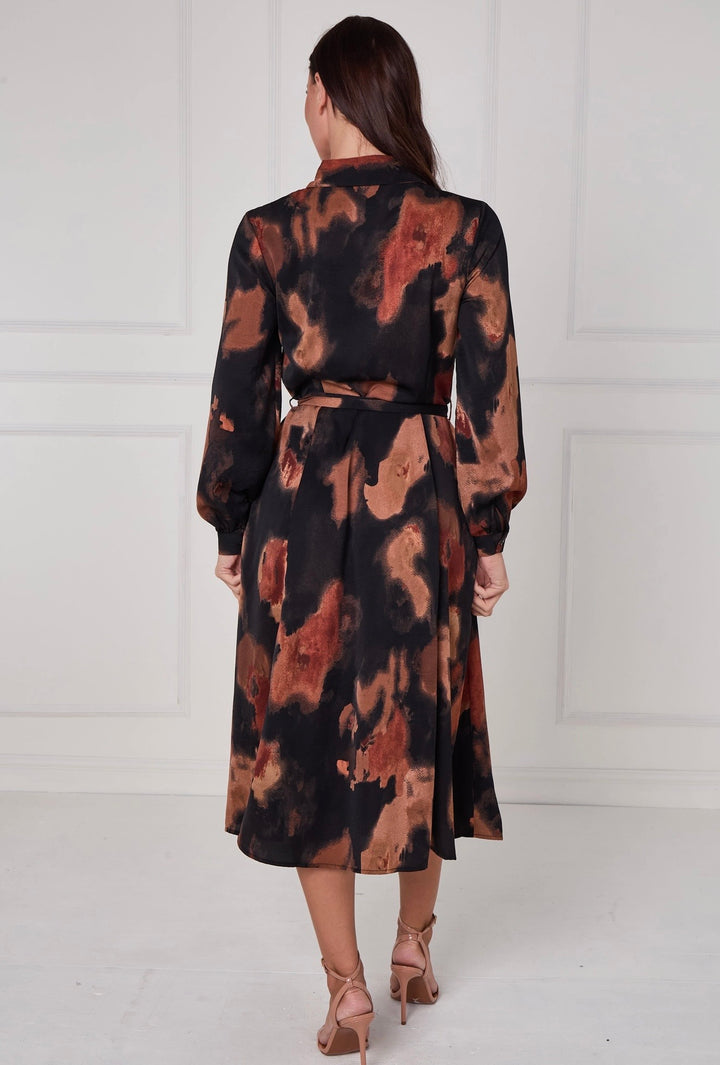 Haven Abstract Print Belted Shirt Dress