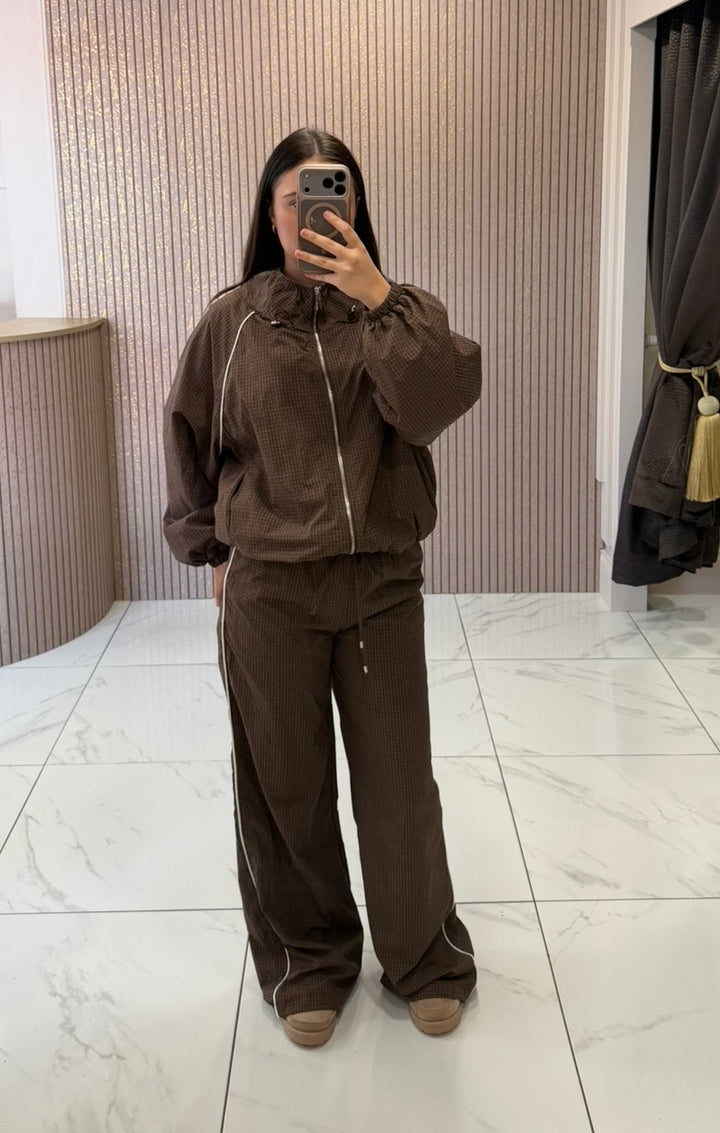 Mabel Chocolate Fine Check Co Ord/Tracksuit