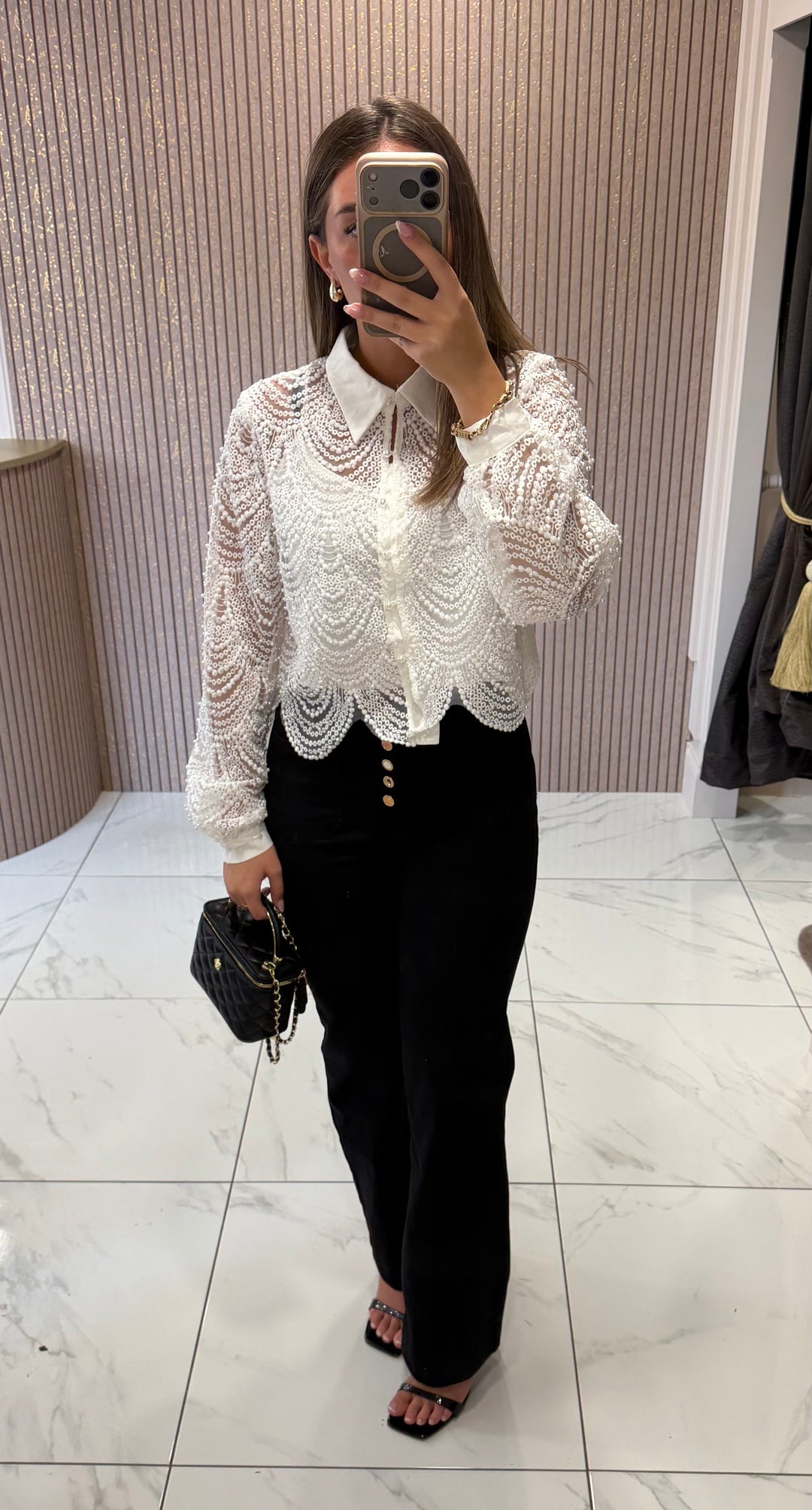 Ashlee White Pearl Embellished Blouse