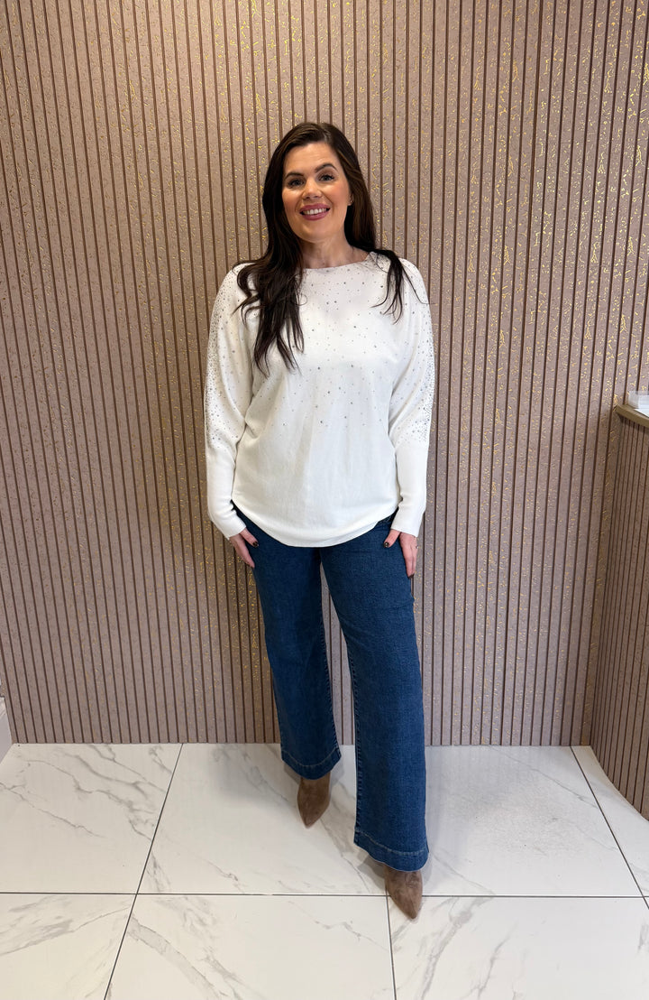 Diamanté Embellished Stud Knit Jumper