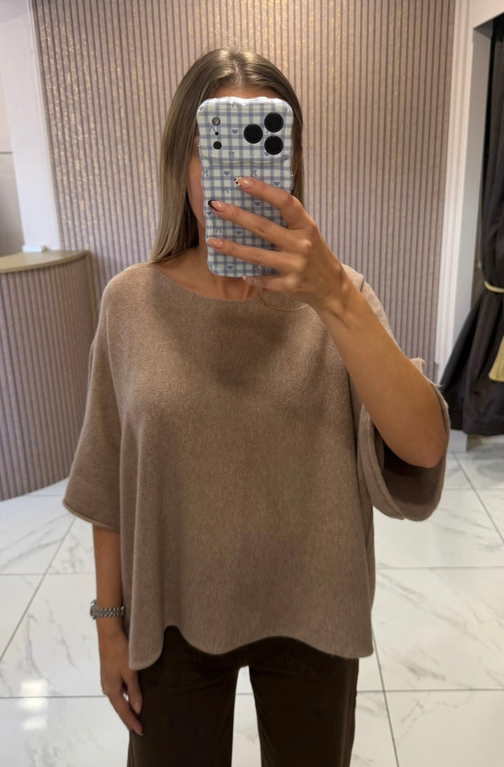 Lyla Taupe Fine Knit Jumper/Top
