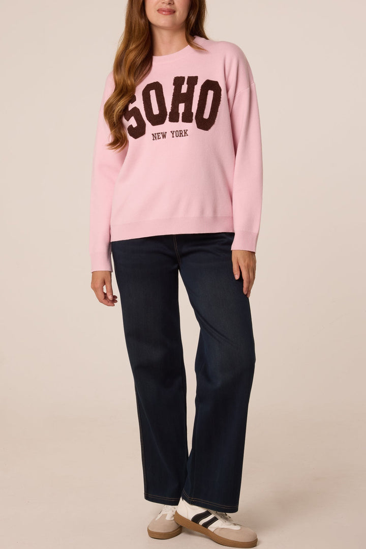 SOHO New York Pink &amp; Chocolate Knit Jumper