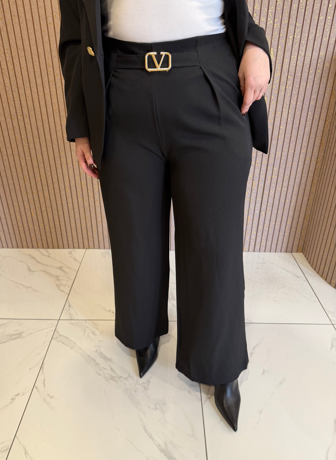 Valentina Black Wide Leg Trousers