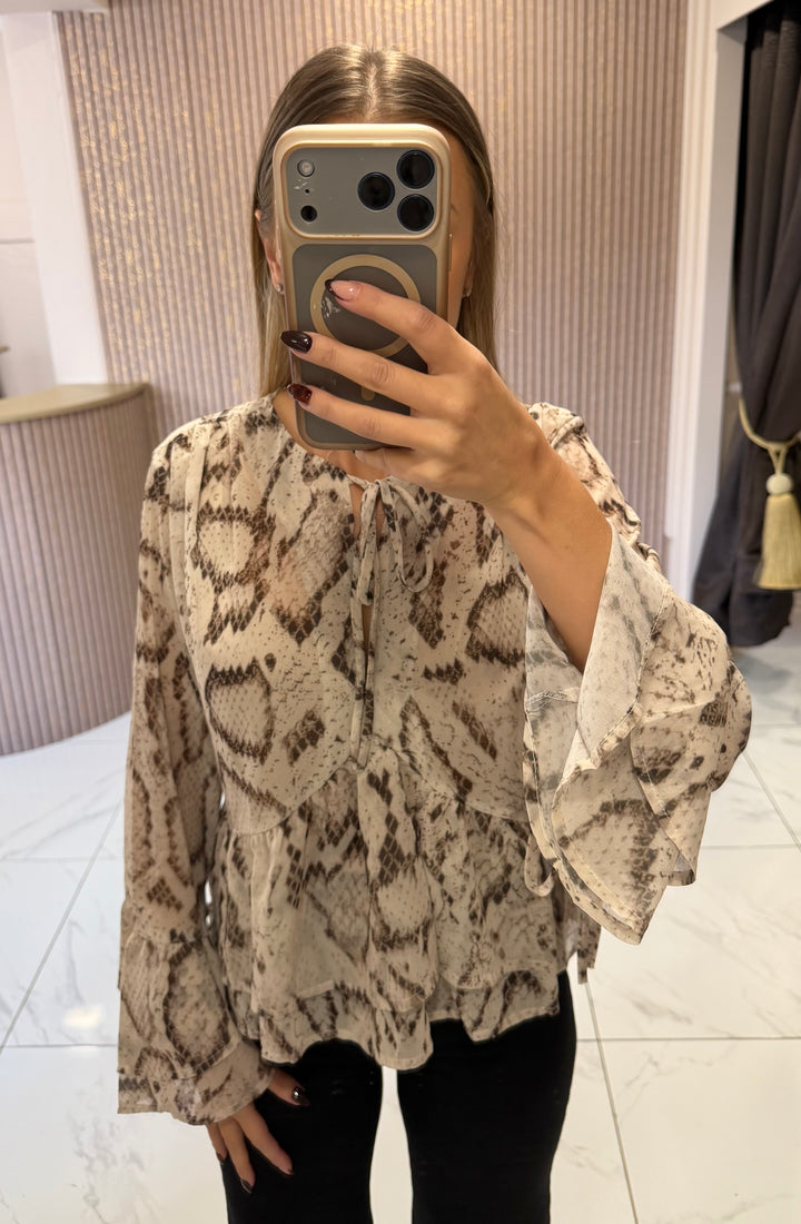 Nellie Grey Snake Print Blouse