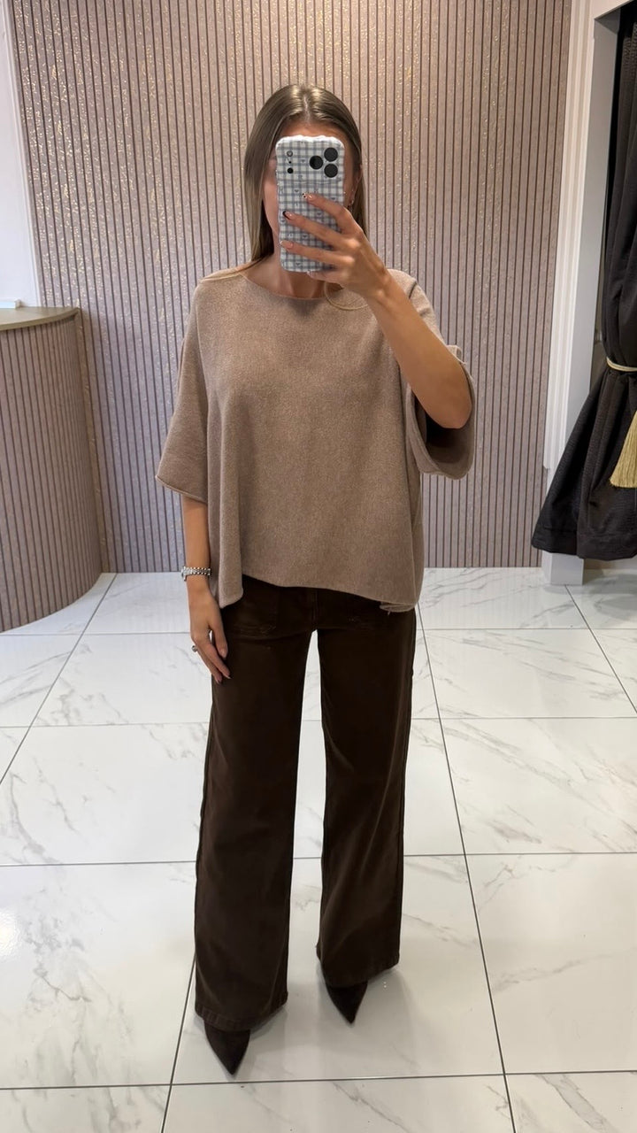 Lyla Taupe Fine Knit Jumper/Top