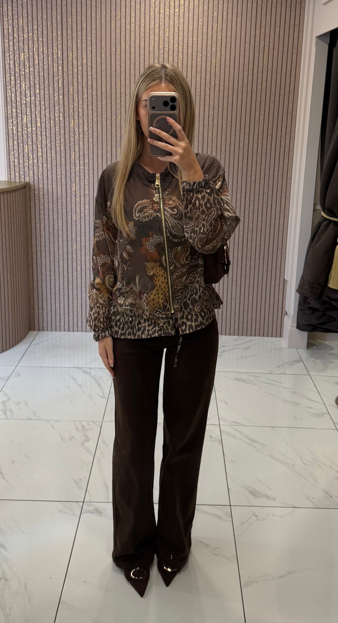 Chrissie Chocolate Print Lightweight Jacket