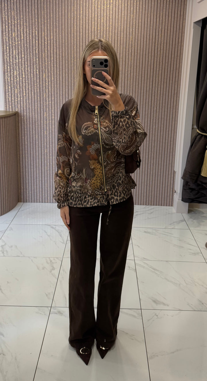 Chrissie Chocolate Print Lightweight Jacket