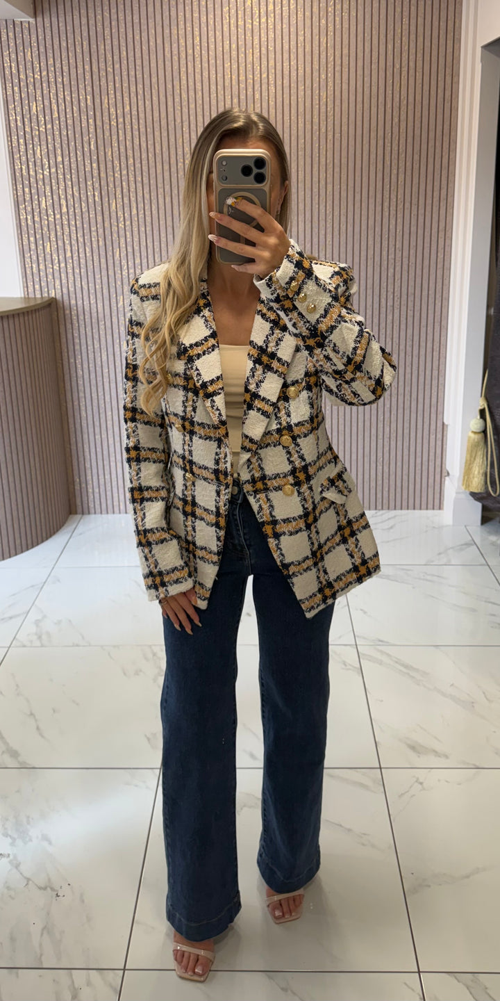 Grace Camel Blazer With Gold Buttons