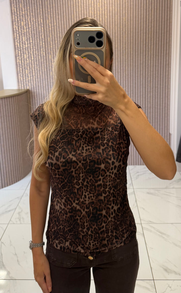 Layla Leopard Print Double Layer Top