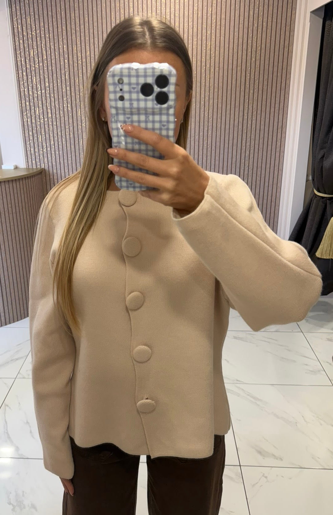 Hannah Cream Oversized Button Cardigan/Jumper