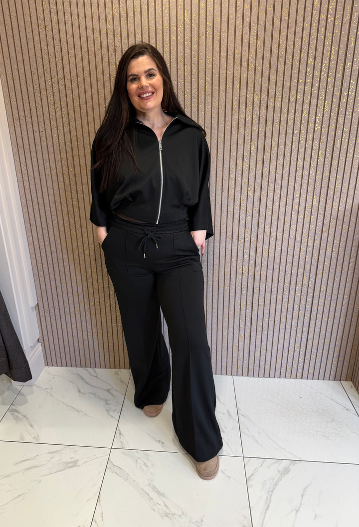 Orla Black Zip Jacket &amp; Trousers Lounge Set/Co-ord