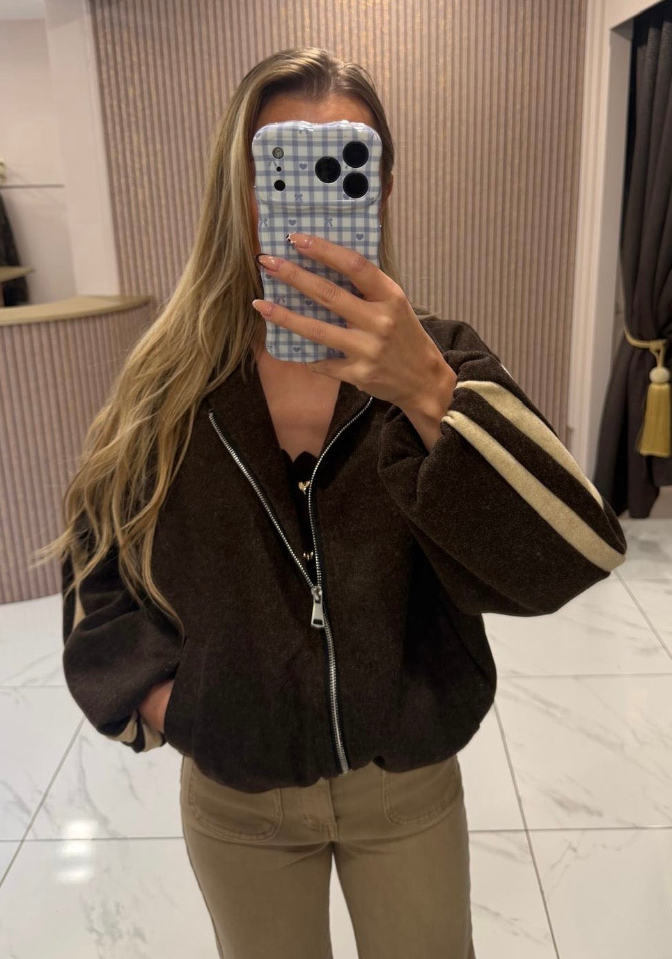 Mona Chocolate &amp; Cream Stripe Jacket