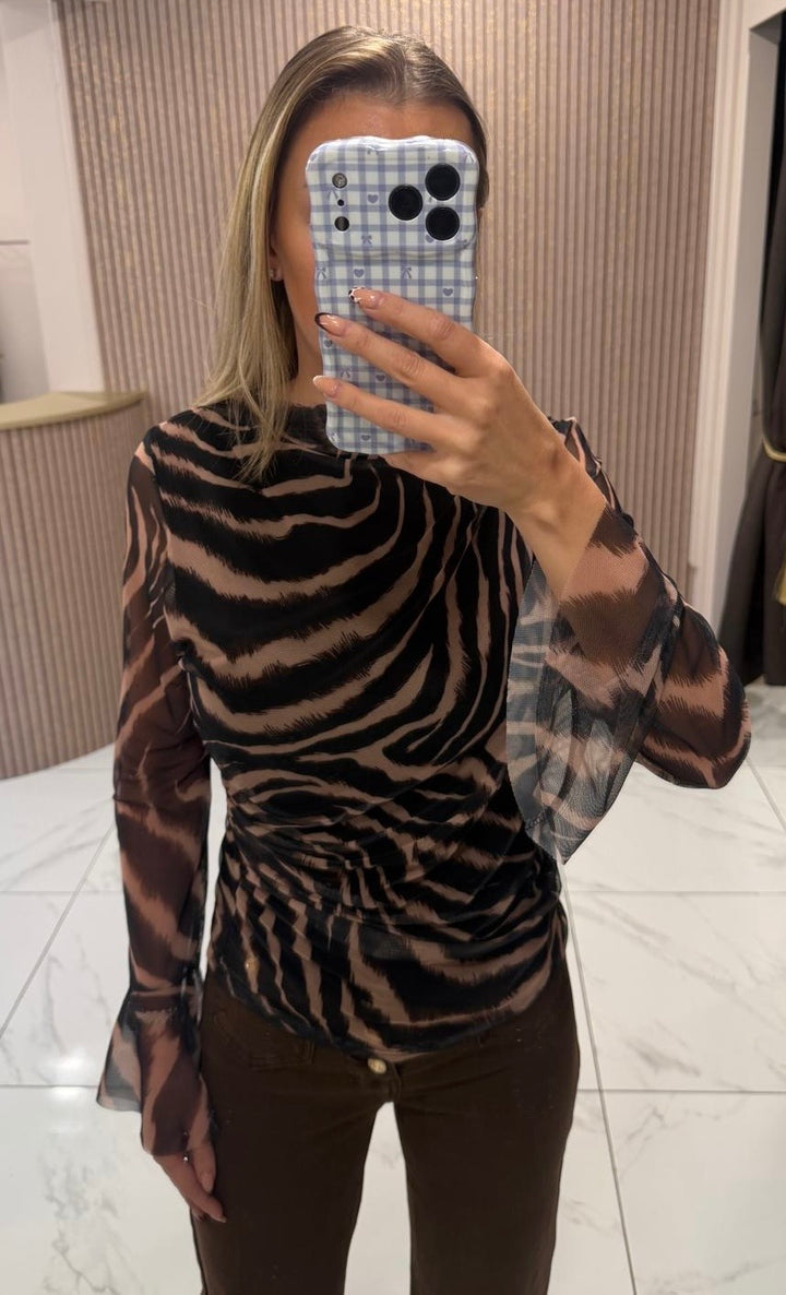 Mina Zebra Print Blouse/Top