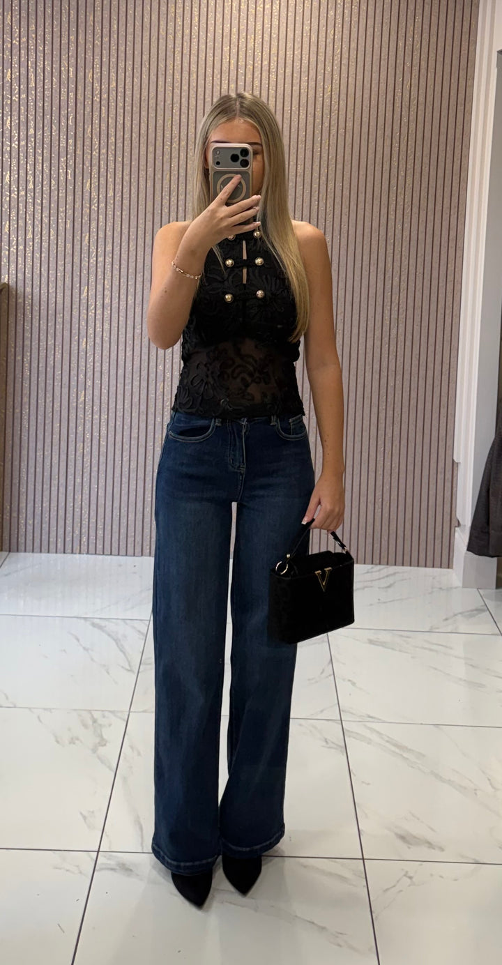 Beth Blue High Waist Wide Leg Jeans