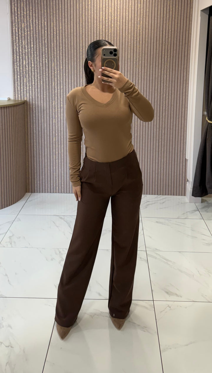 Alexa Chocolate Stretch Scuba Trousers