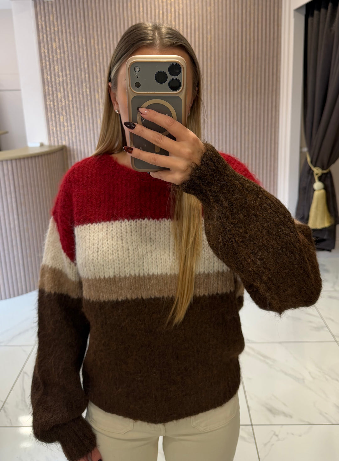 Petra Berry Striped Knit Jumper