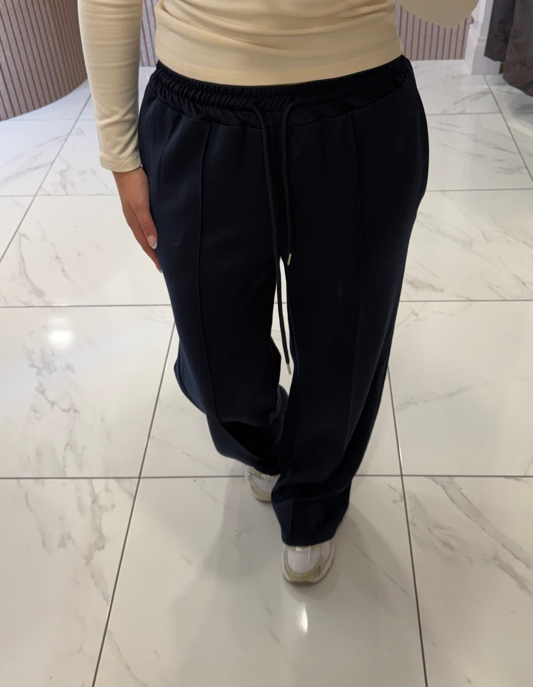 Alex Navy Seam Front Jogger Trousers
