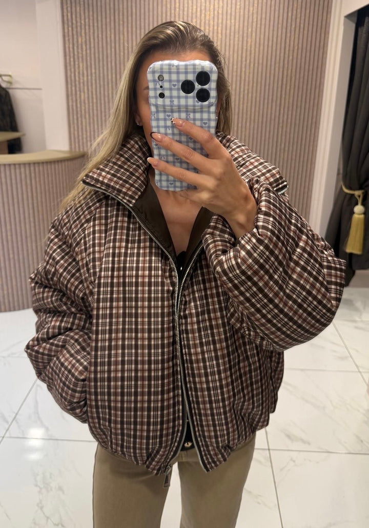 Lola Chocolate Check Padded Coat/Jacket
