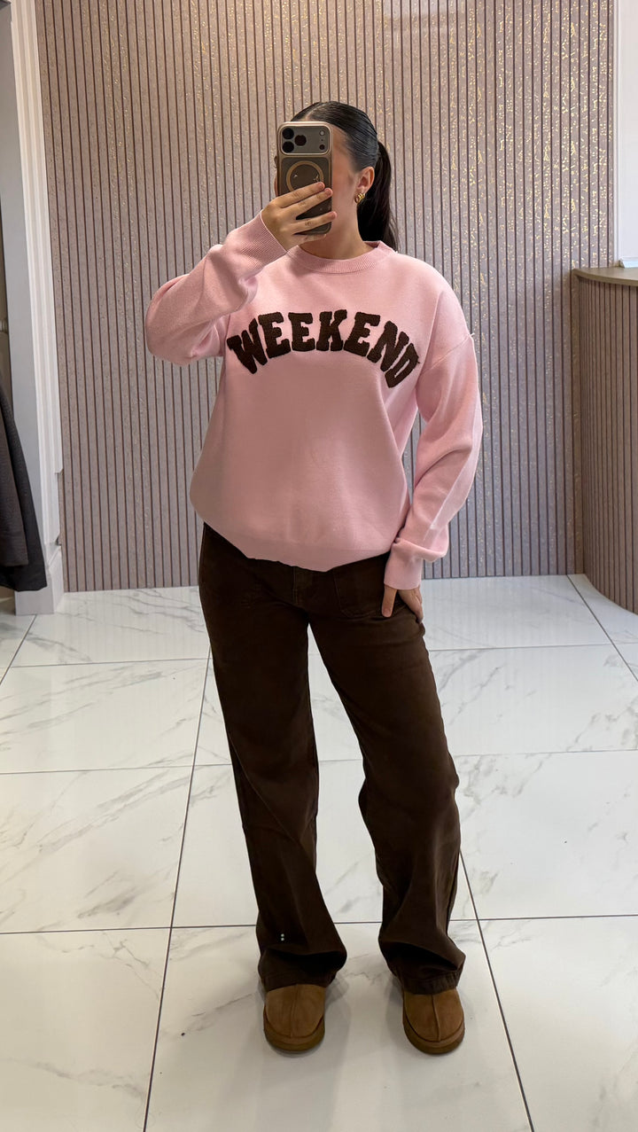 Weekend Pink &amp; Chocolate Knit Jumper