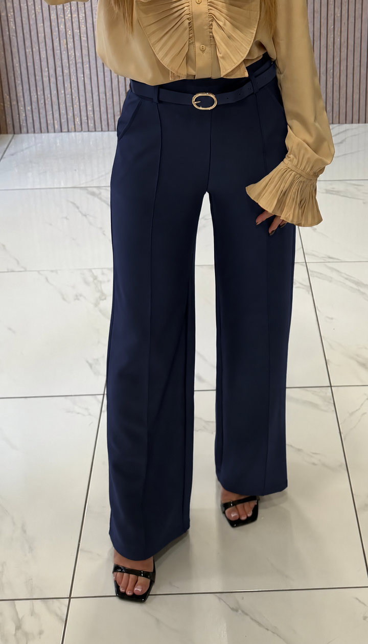 Evelyn Chocolate Belted Scuba Trousers