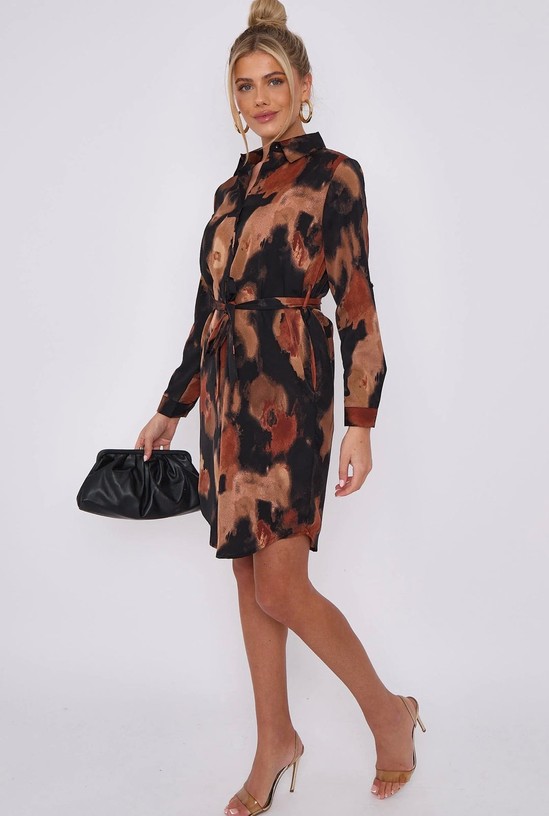 Wren Abstract Print Belted Shirt Dress
