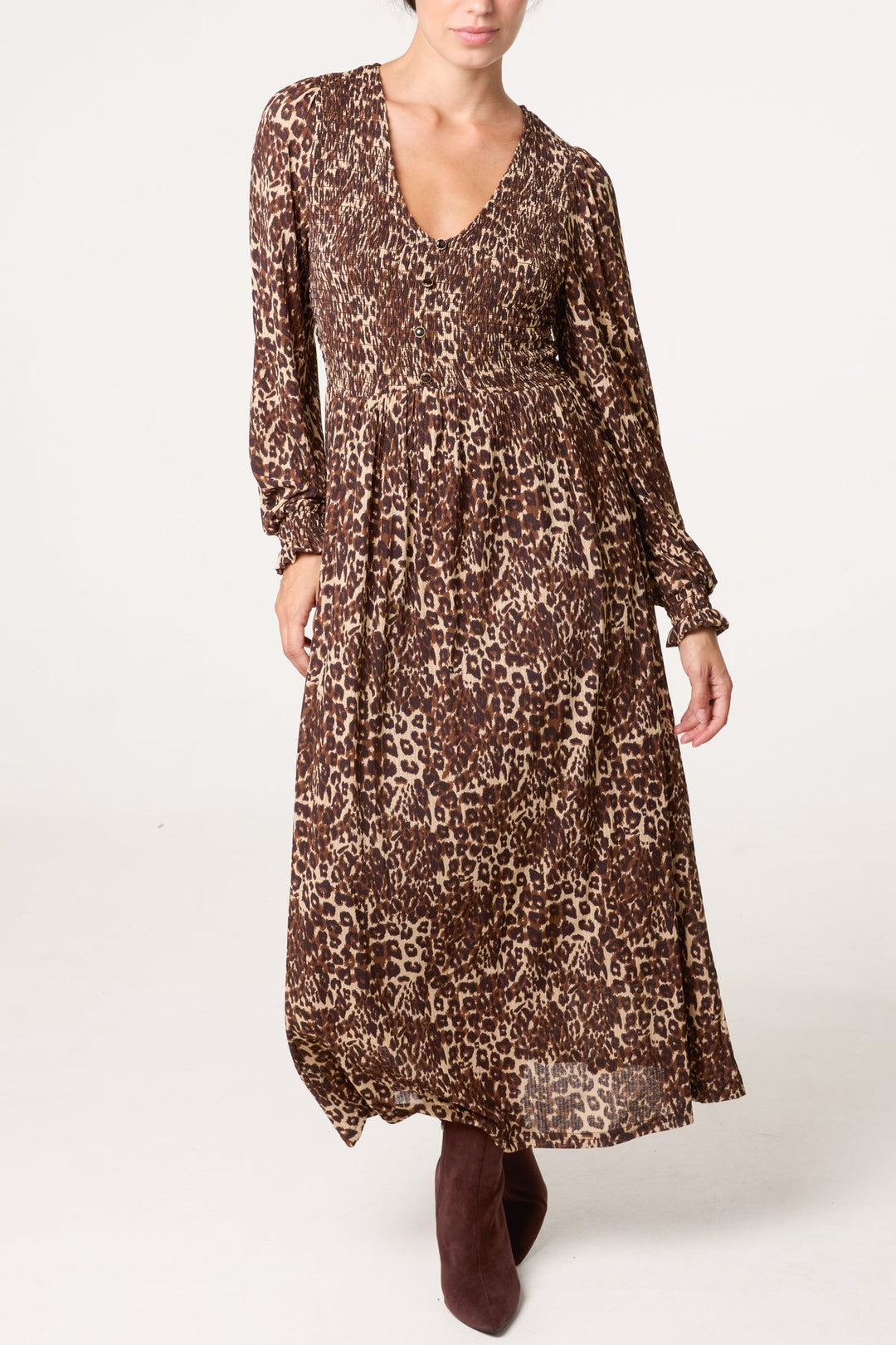 Polly Leopard Print Button Front Dress