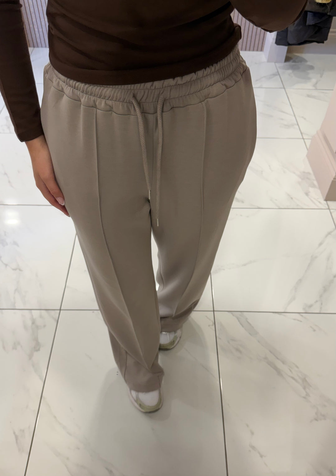 Alex Taupe Seam Front Jogger Trousers