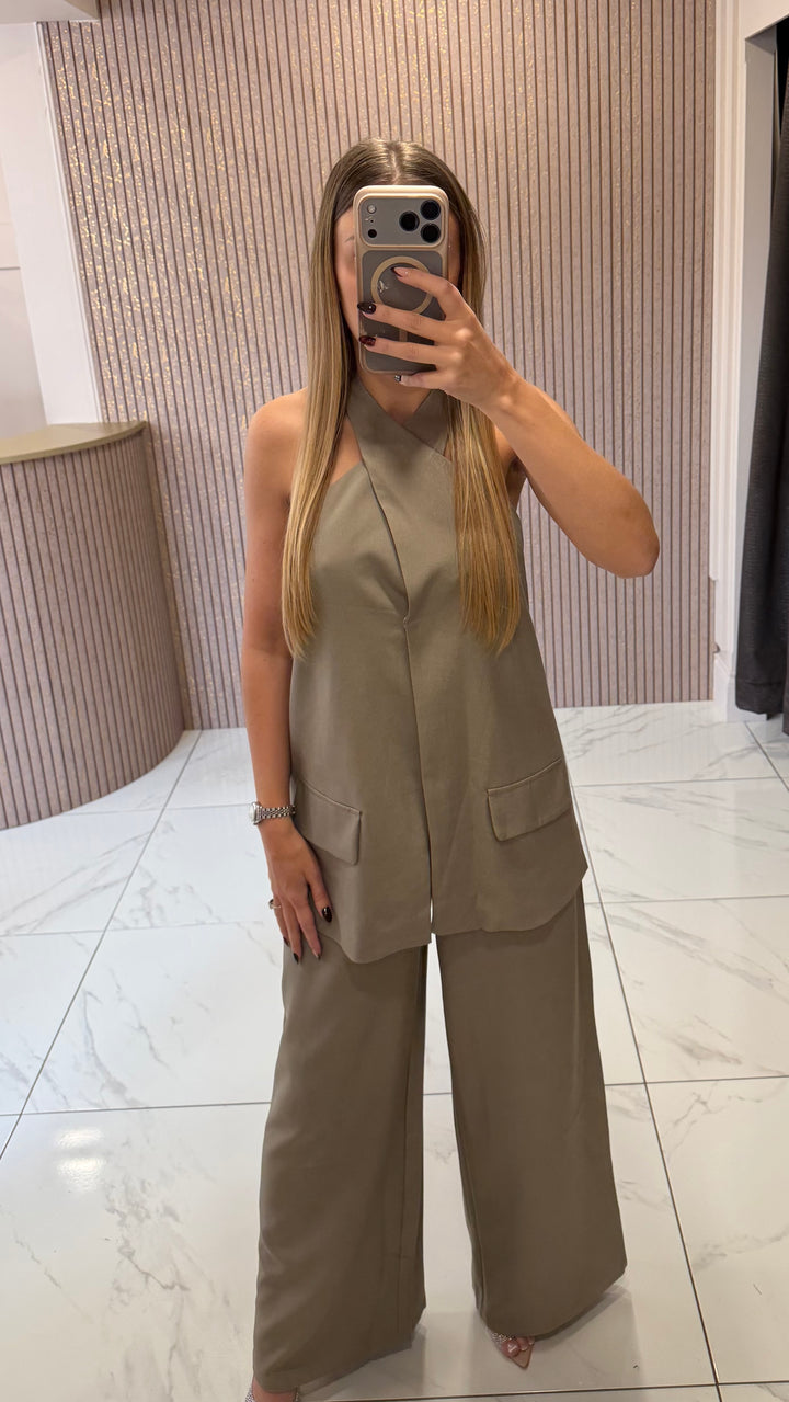 Anya Cross Front Waistcoat Top &amp; Trouser Co Ord Set