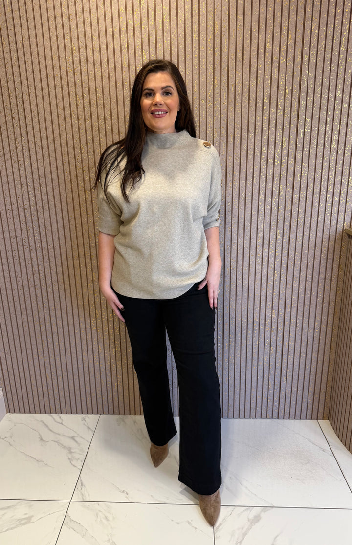 Amelia Beige 3/4 Sleeve Knit Top/Jumper