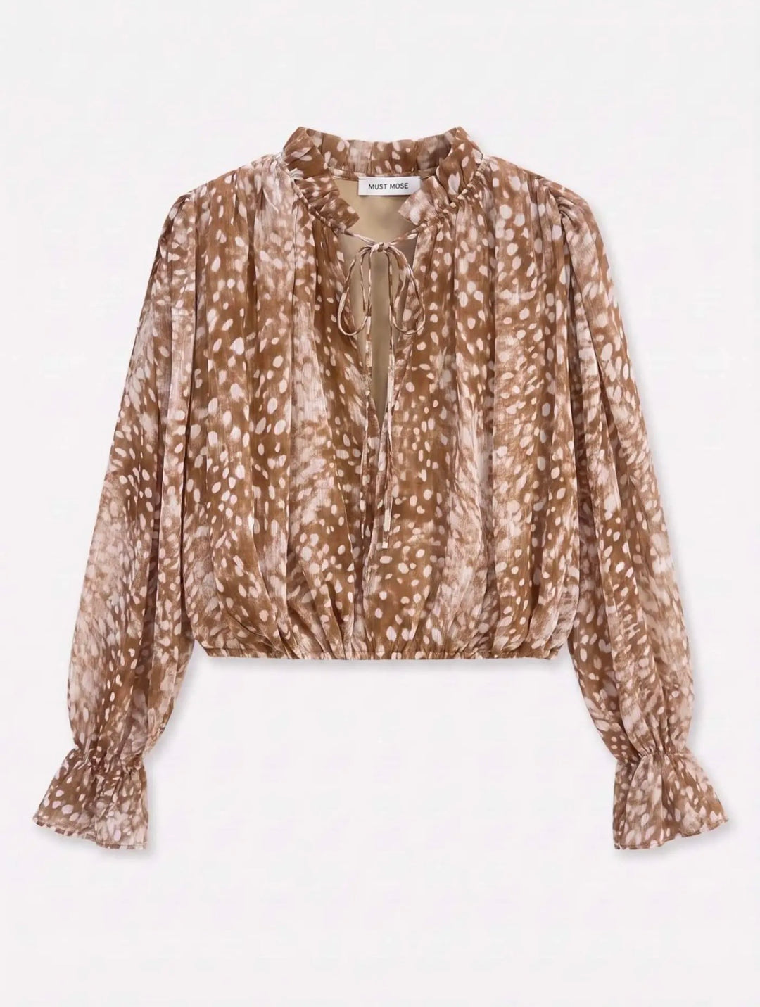 Ada Tan Deer Print Puffball Blouse