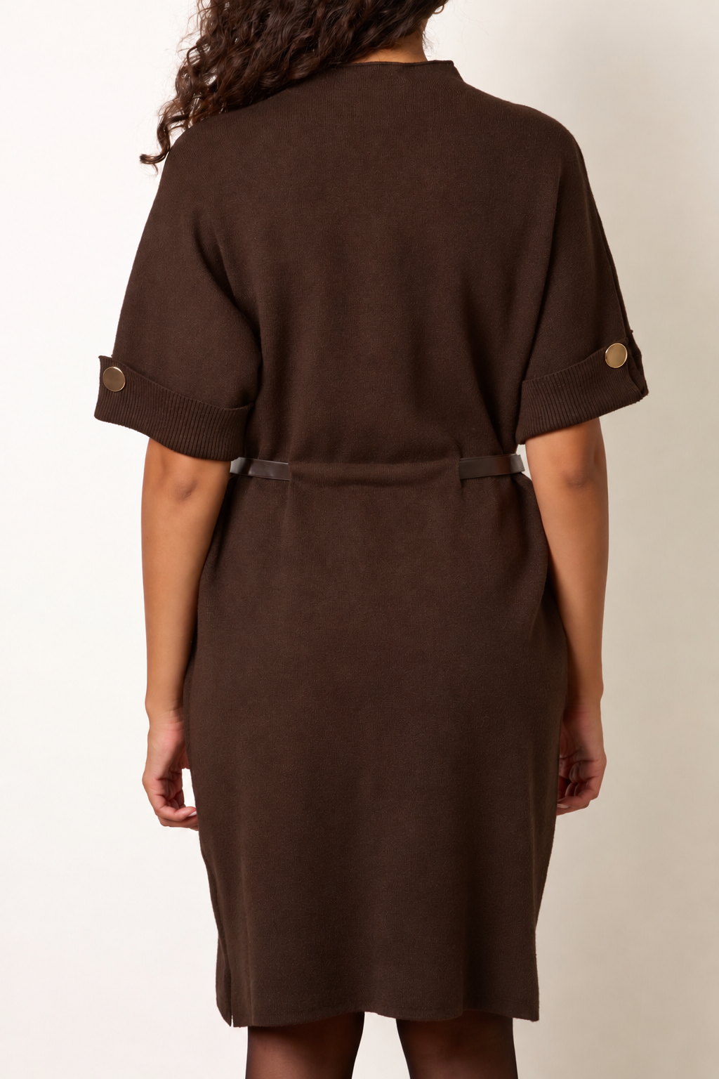 Jess Chocolate Belted Knit Dress
