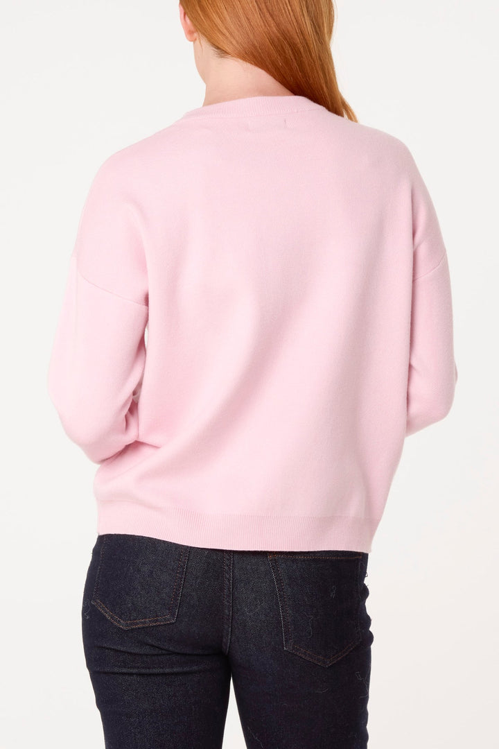 Weekend Pink &amp; Chocolate Knit Jumper