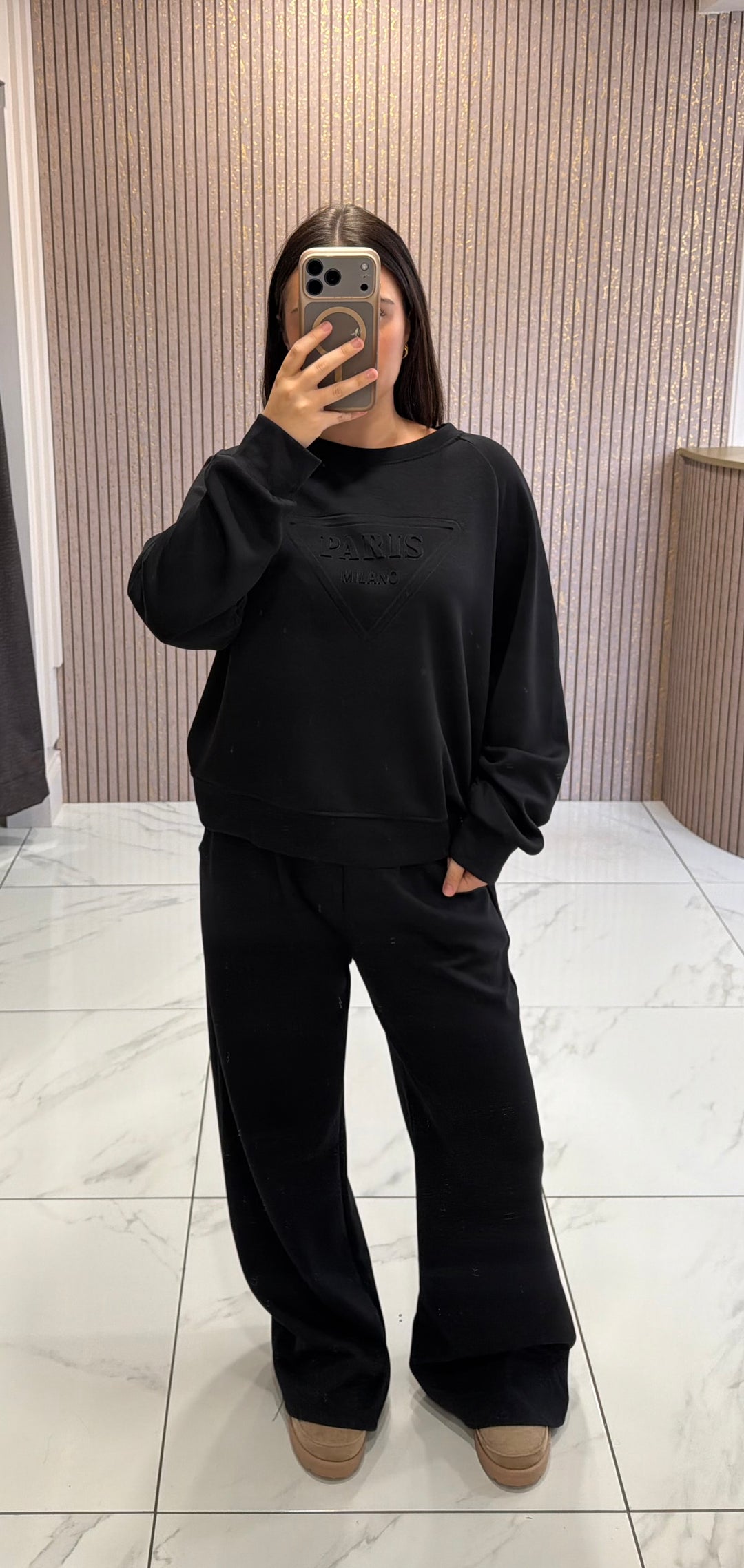 Paris Black Sweater &amp; Jogger Trousers Co Ord