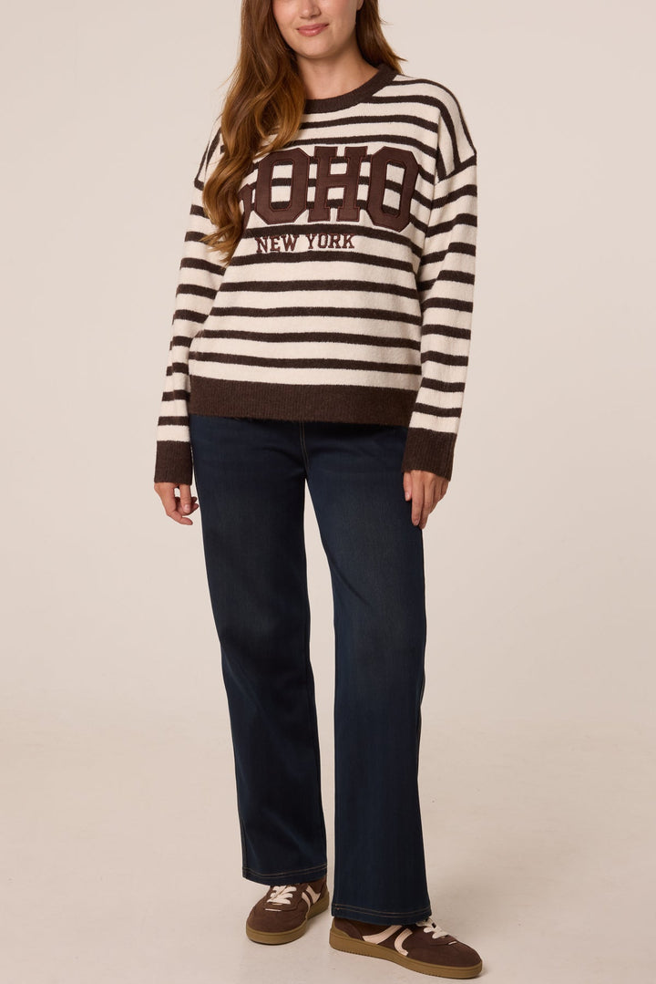 SOHO Striped Knit Chocolate &amp; Cream Jumper