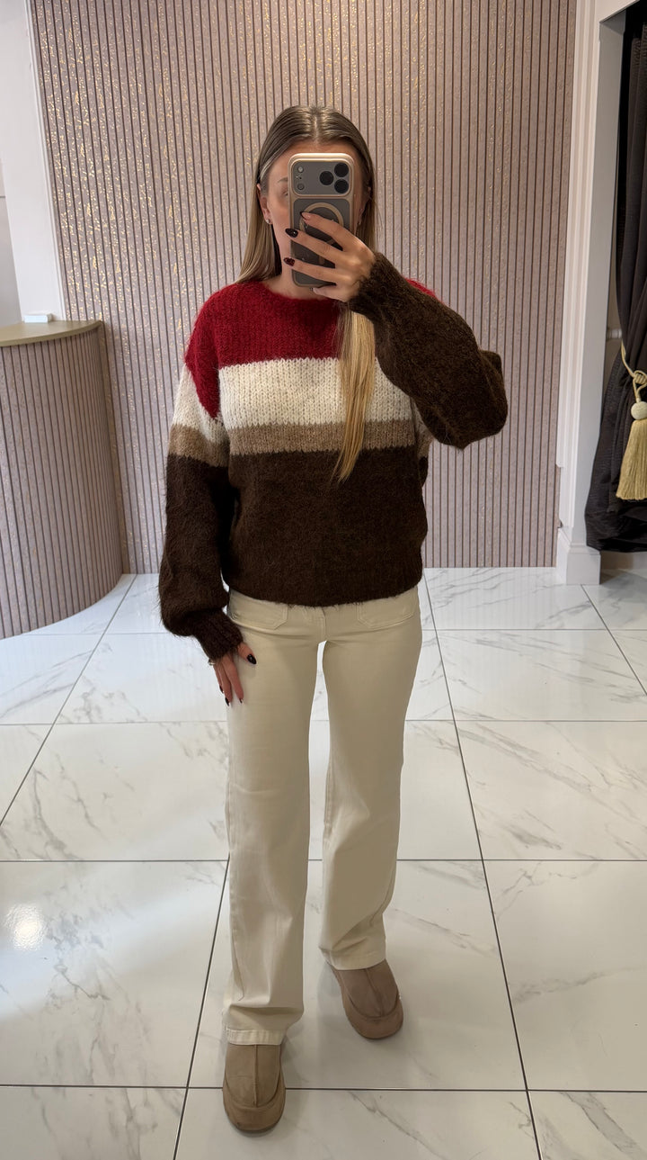 Petra Berry Striped Knit Jumper
