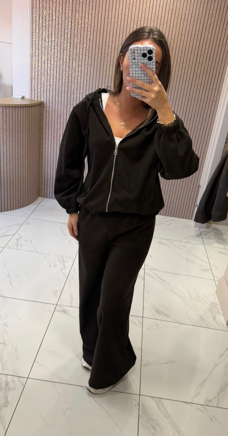 Iris Chocolate Hooded Zip Jacket &amp; Trousers Lounge Set/Co-ord