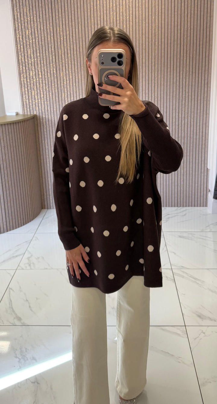 Esme Chocolate Polka Dot Jumper