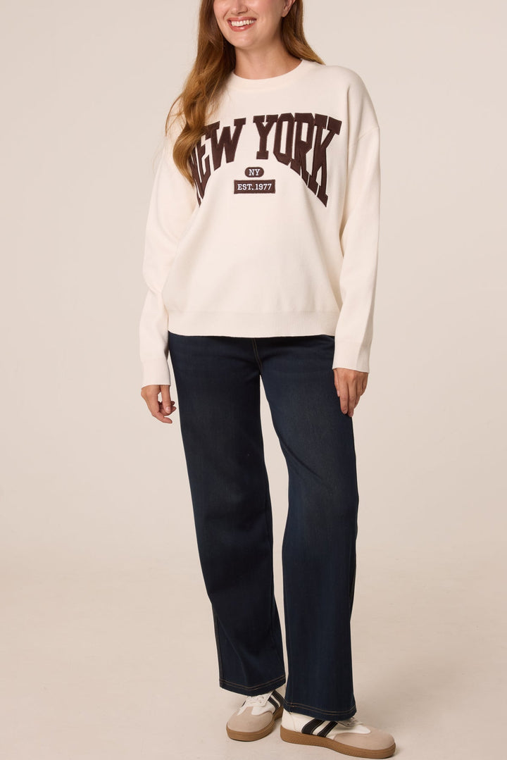 NEW YORK 1977 Cream Knit Jumper