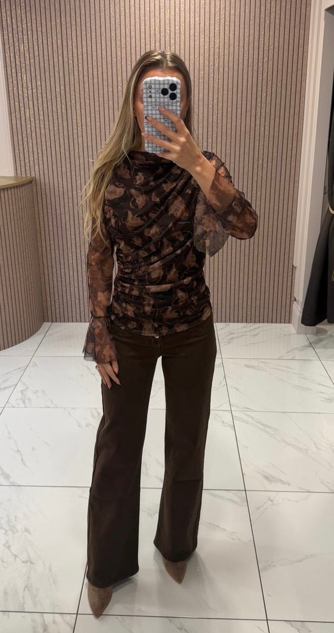 Mina Leopard Print Blouse/Top