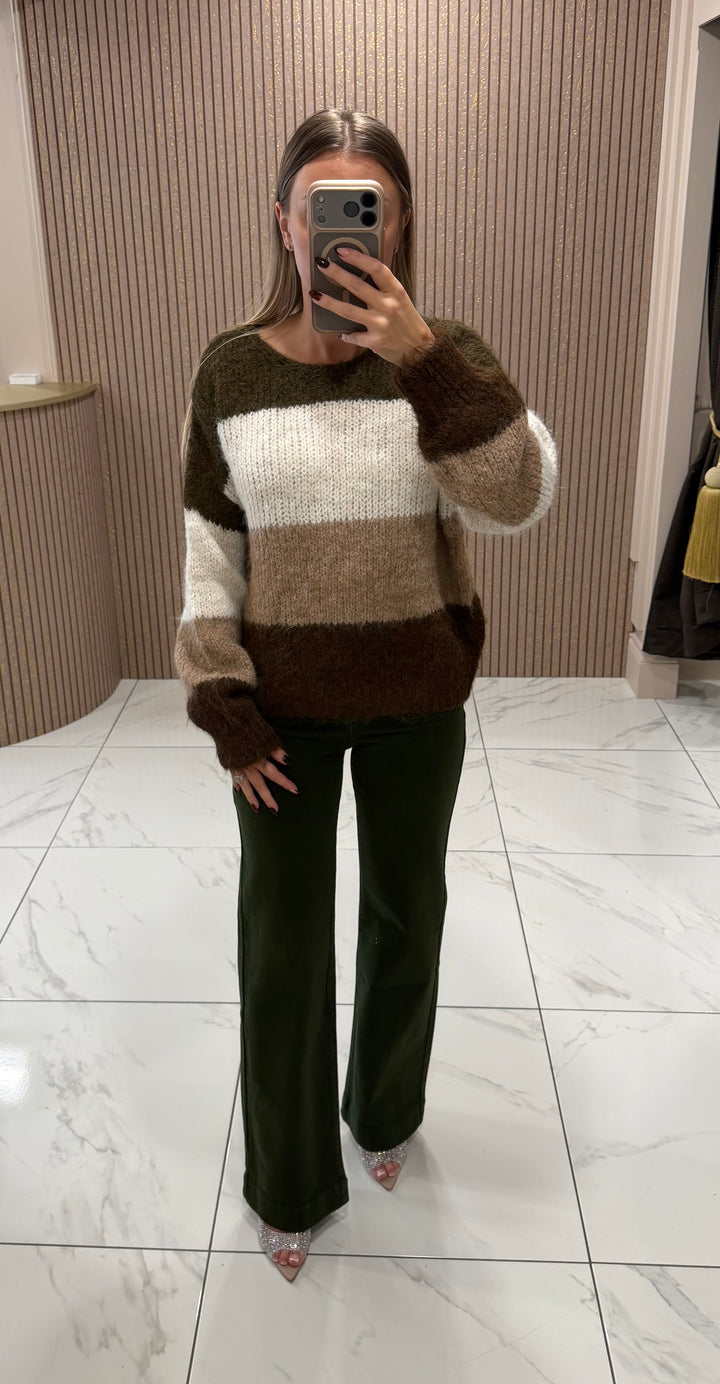 Edith Khaki Button Front Jeans