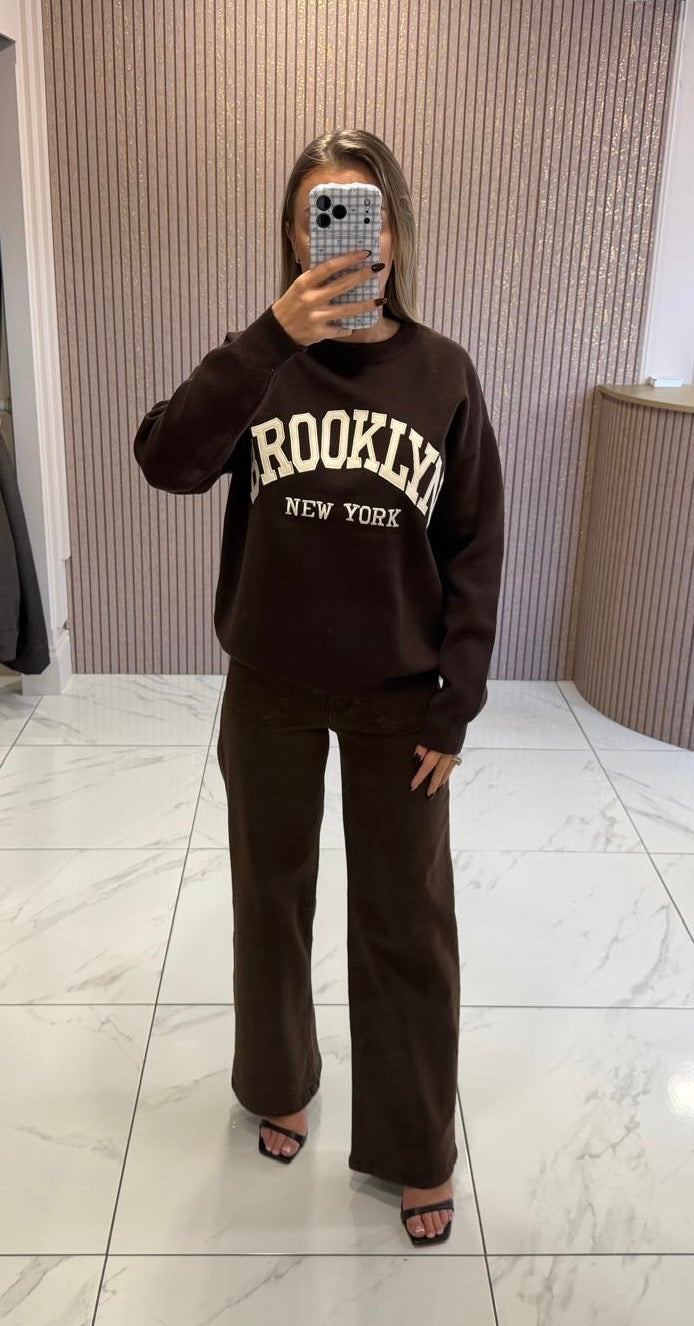 BROOKLYN New York Chocolate Knit Jumper